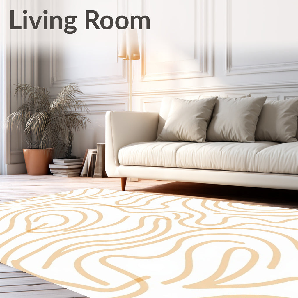 Abstract Wavy Cream Modern Pattern Rug