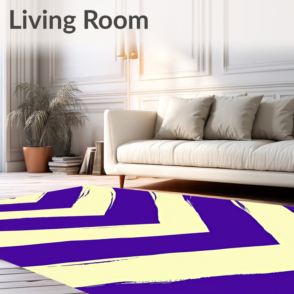 Bold Purple And Cream Chevron Pattern Rug