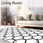 Abstract Black White Geometric Chain Rug