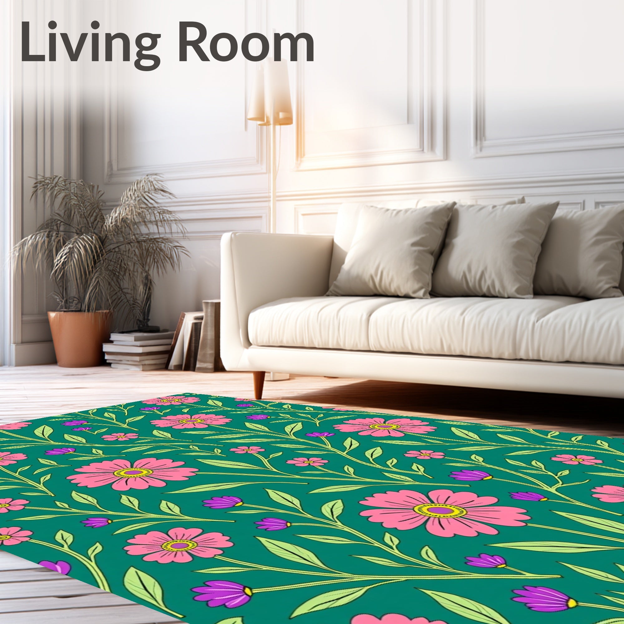 Botanical Floral Vines Pattern Rug
