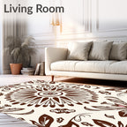 Rich Brown Floral Mandala Pattern Rug