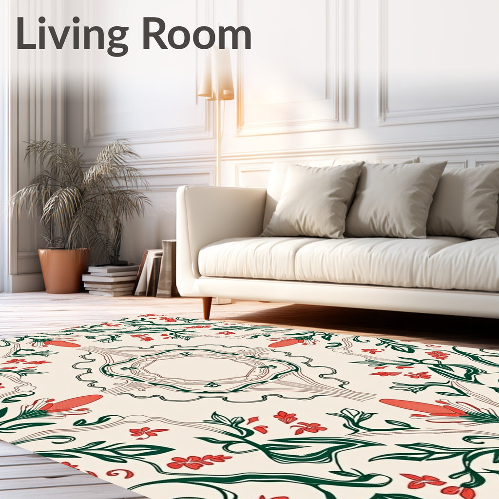 Art Nouveau Floral Vines Pattern Rug