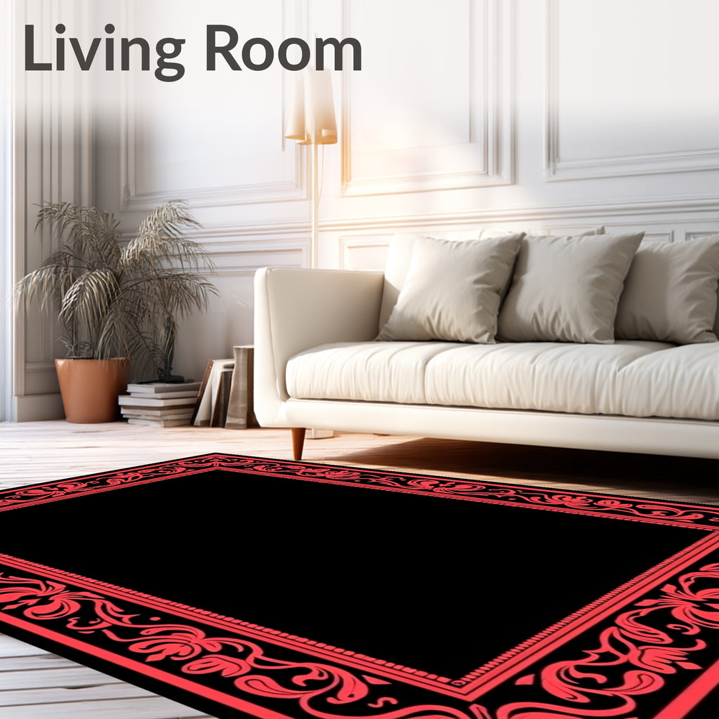 Ornate Floral Border Design Rug