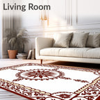 Ornate Starburst Medallion Border Design Rug