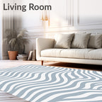Subtle Wave Pattern Blue White Rug
