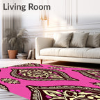 Vibrant Pink Paisley Floral Pattern Rug