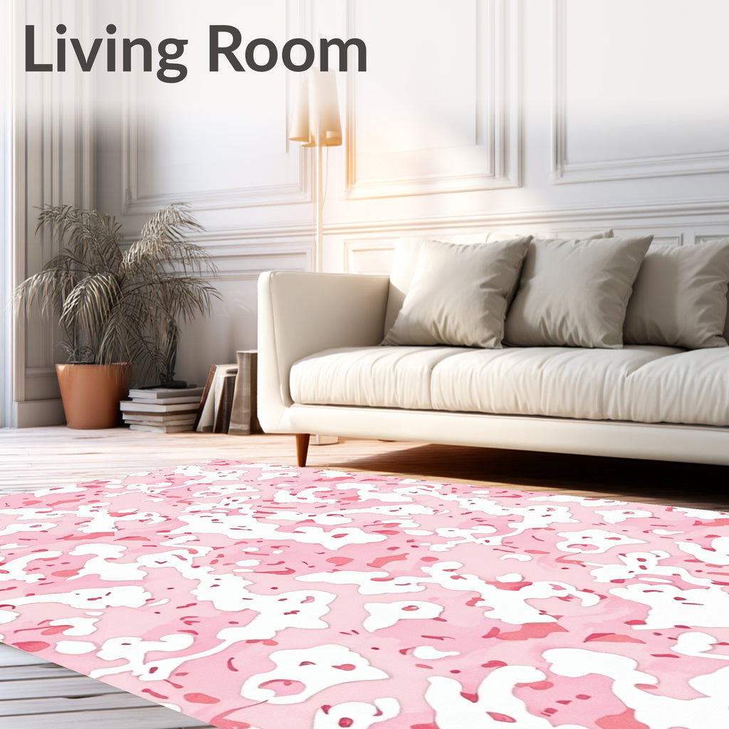 Soft Pink Abstract Blob Pattern Rug