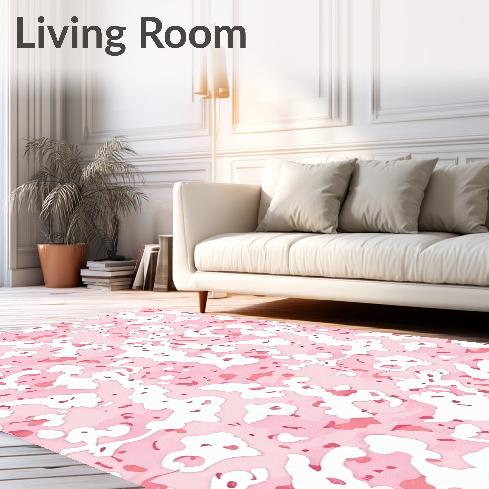 Soft Pink Abstract Blob Pattern Rug