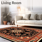 Bold Red Orange Floral Mandala Rug