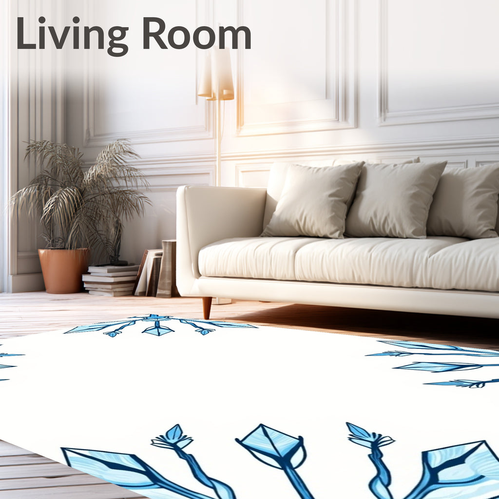 Icy Blue Diamond Snowflake Corner Rug