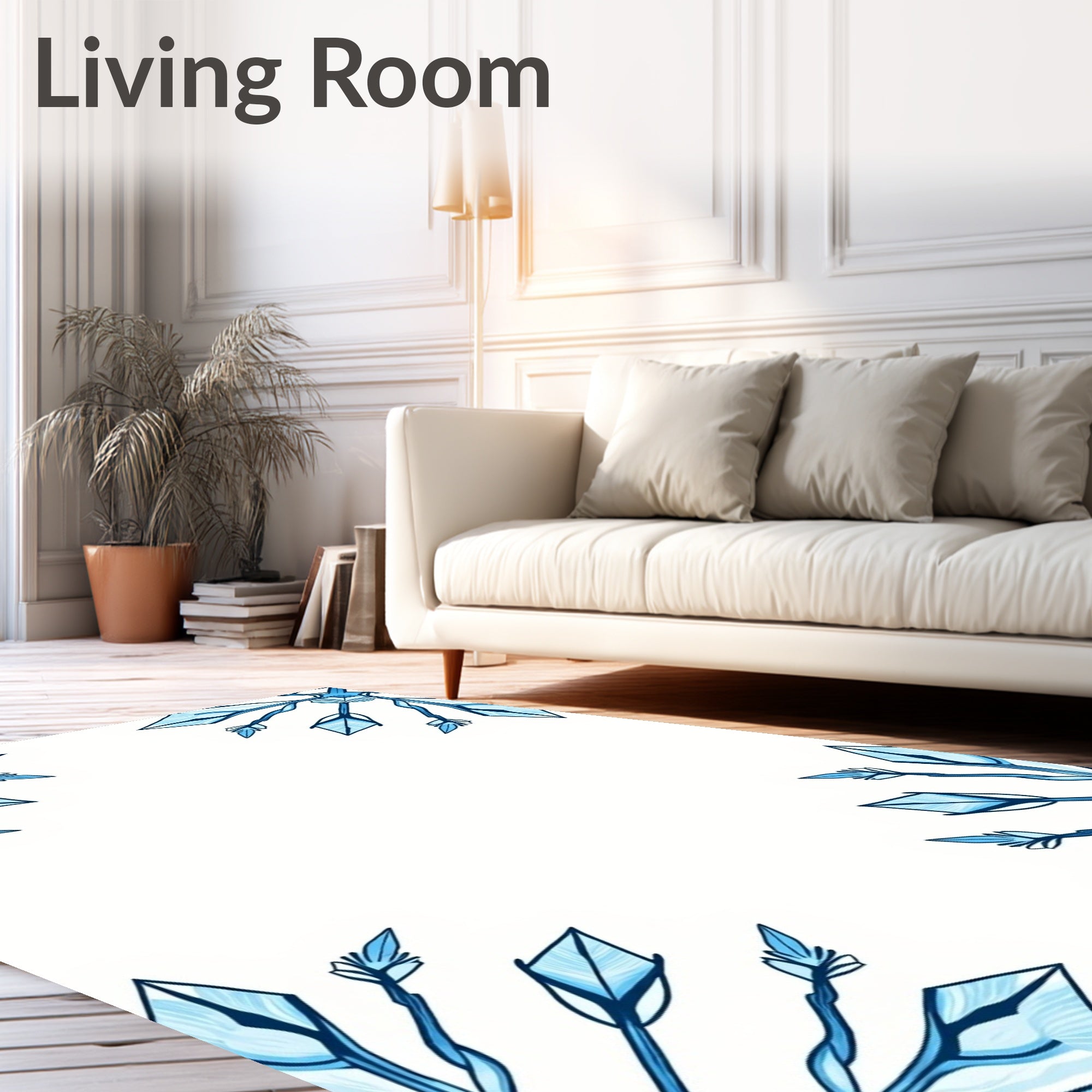 Icy Blue Diamond Snowflake Corner Rug