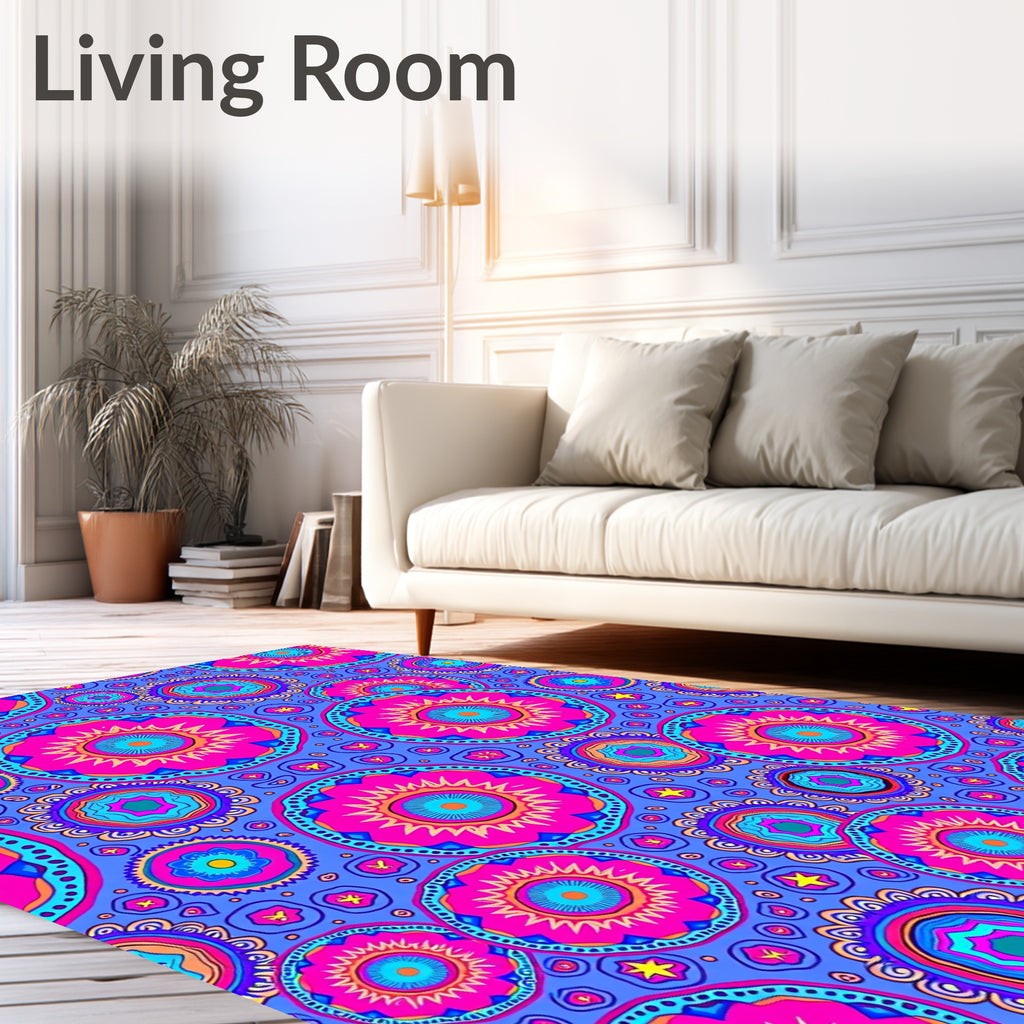 Colorful Circular Floral Pattern Design Rug
