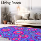 Colorful Circular Floral Pattern Design Rug