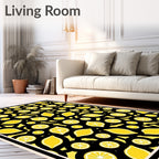 Vibrant Yellow Lemon Slice Pattern Rug