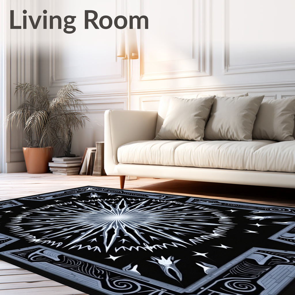 Abstract Radiant Starburst Dark Pattern Rug