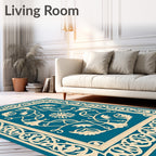 Ornate Floral Scrollwork Design Rug