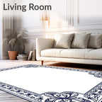Ornate Scrollwork And Leaf Border Rug