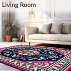 Bold Floral Design With Pink Accents Rug
