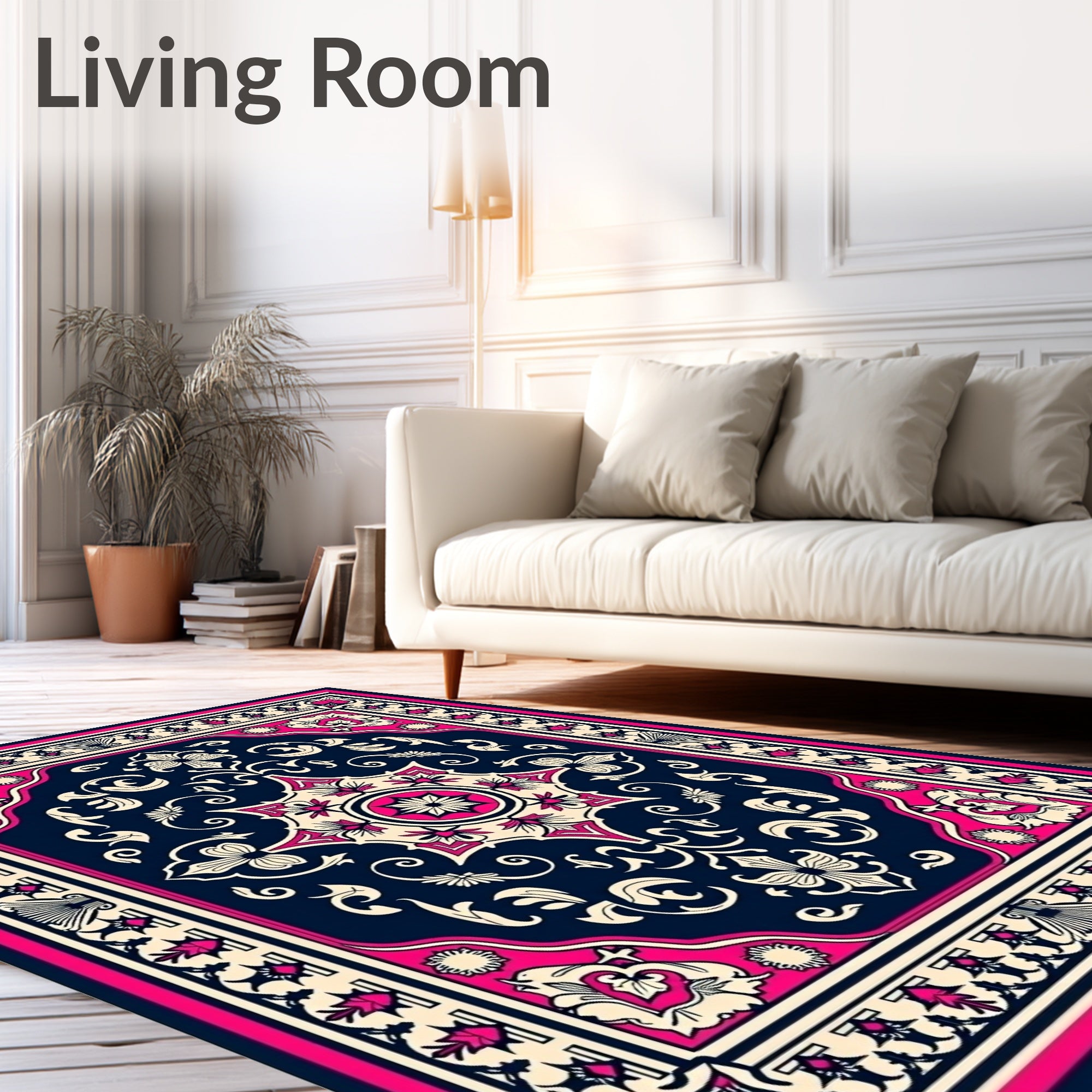 Bold Floral Design With Pink Accents Rug