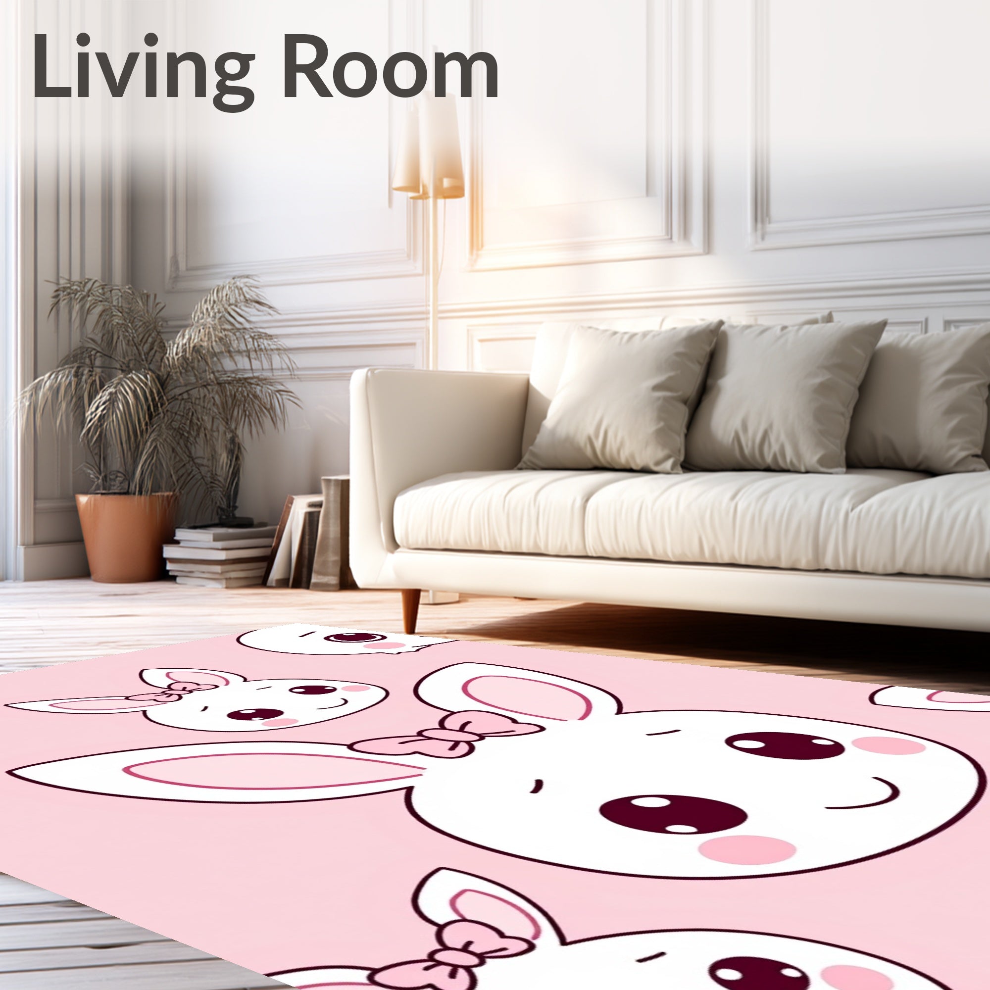 Kawaii Bunny Faces Pattern Design Rug