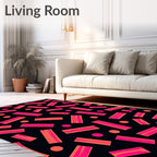 Vibrant Pink Orange Rectangle Circles Rug