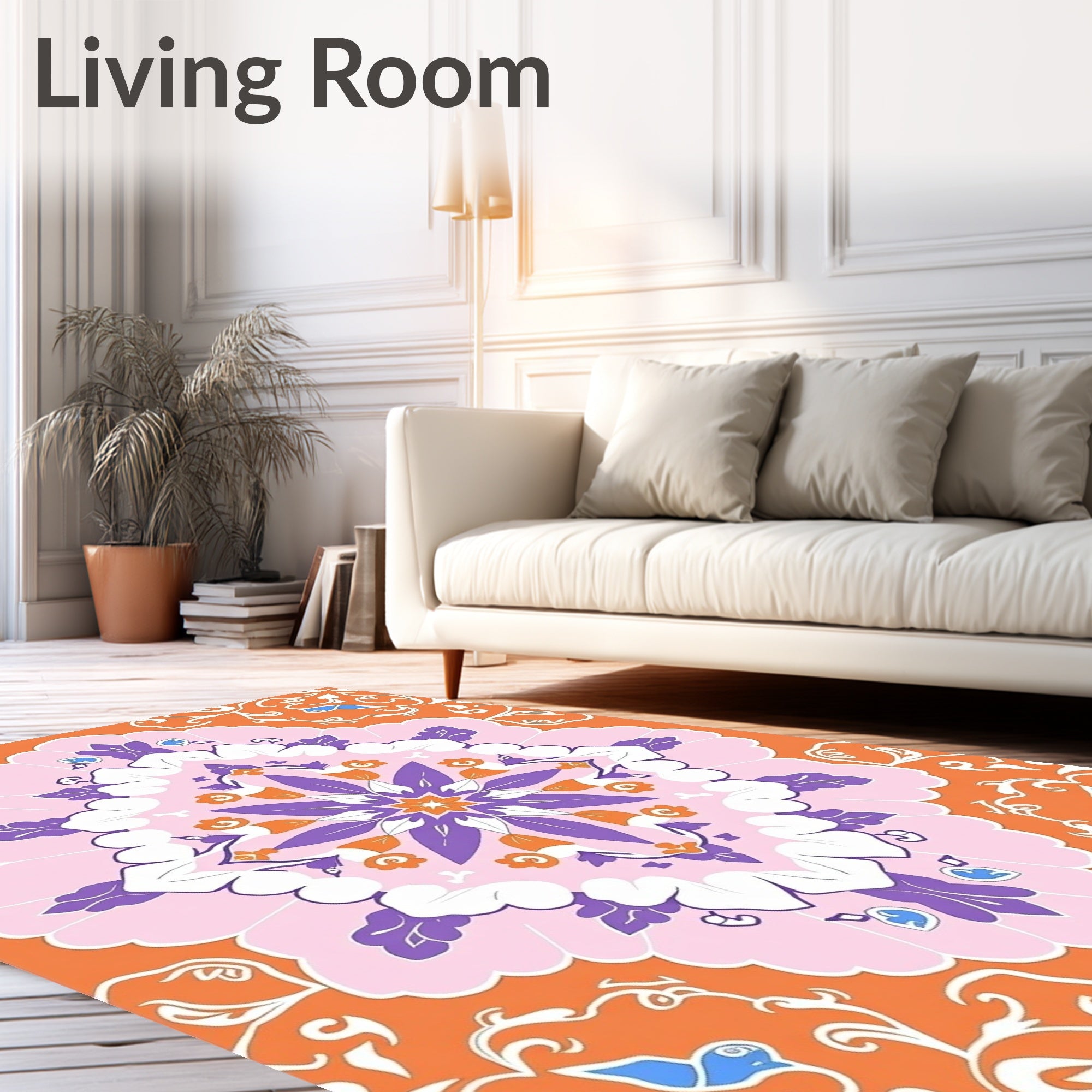 Ornate Floral Mandala Inspired Rug