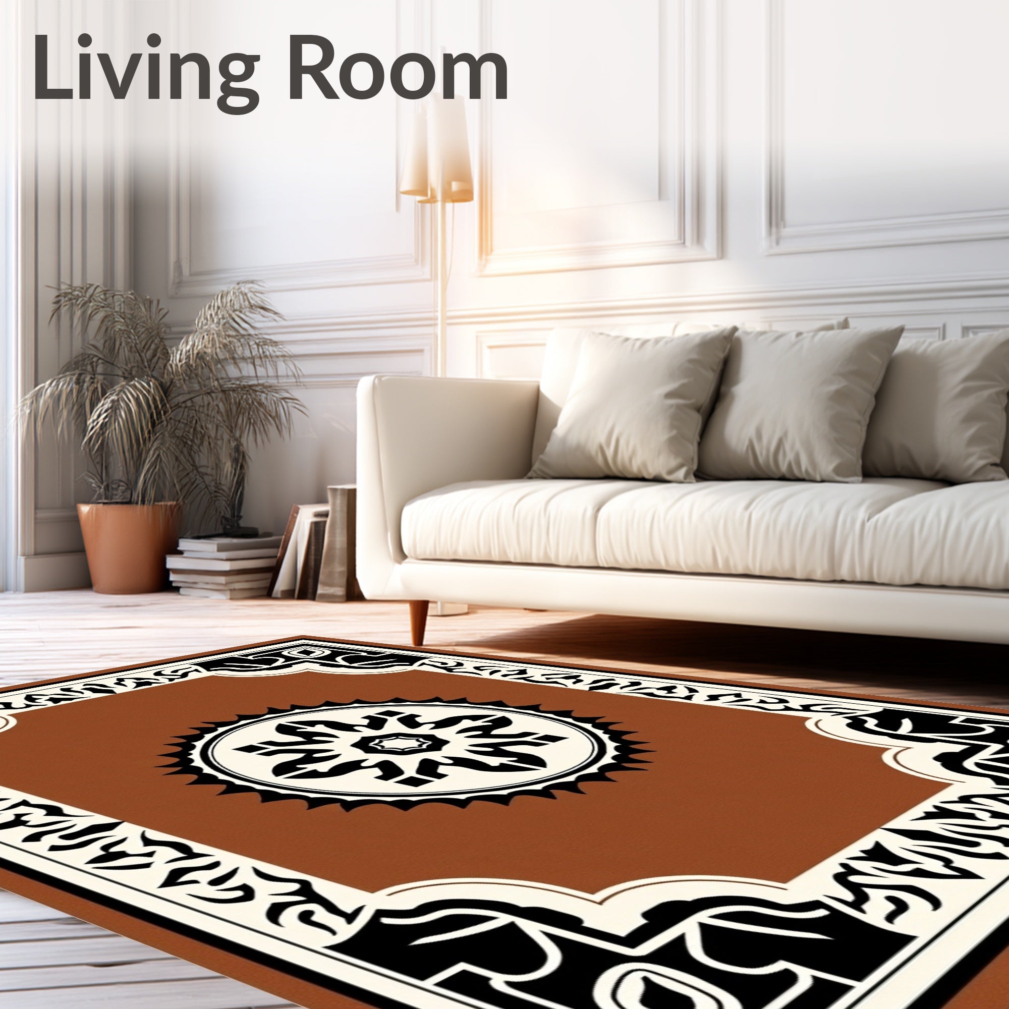 Vintage Framed Floral Medallion Rug