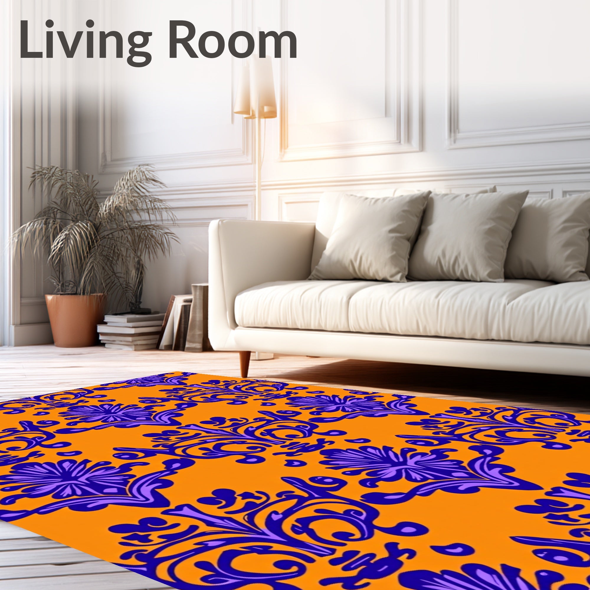 Bold Floral Damask Pattern Rug