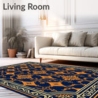 Ornate Golden Floral Pattern Rug