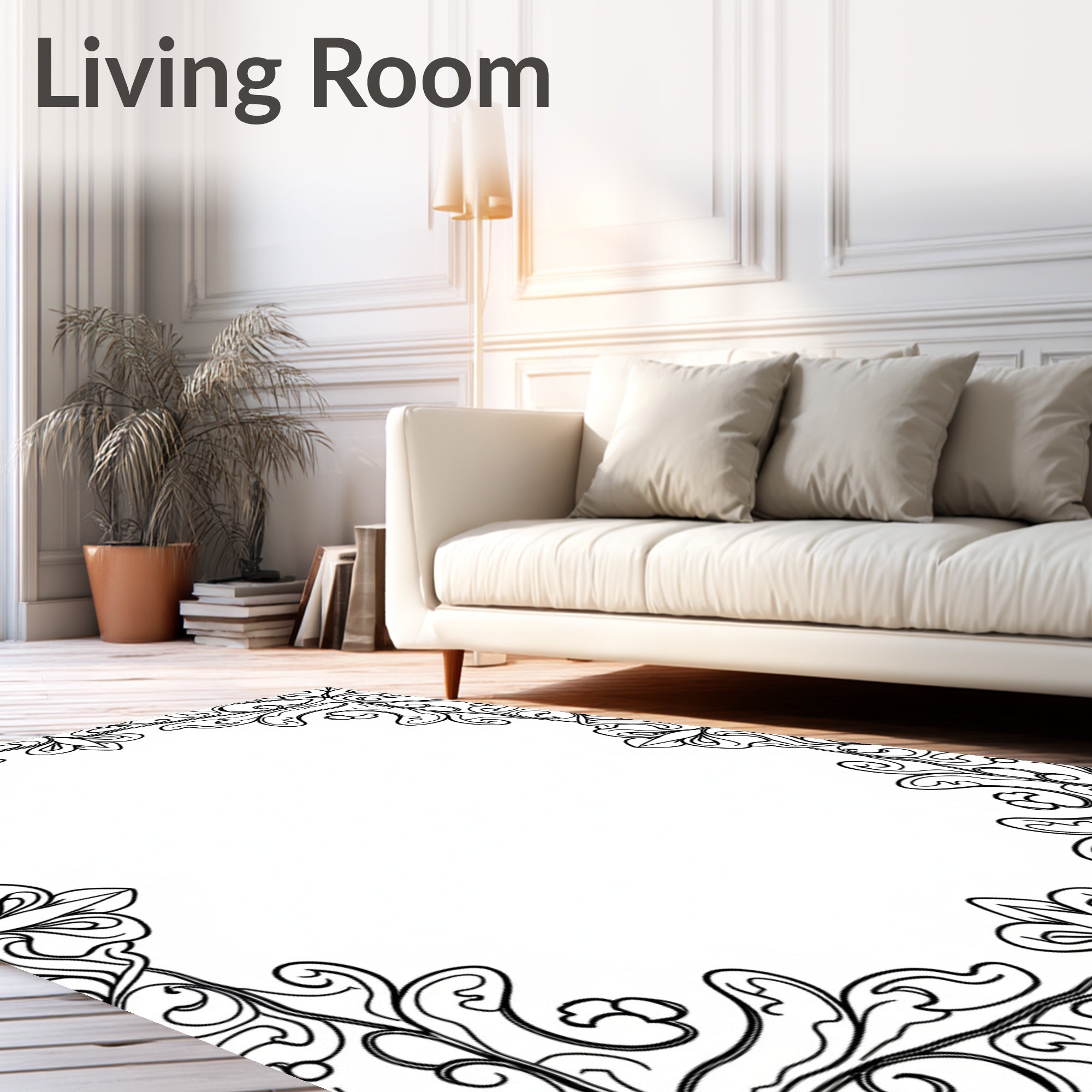 Ornate Floral Scrollwork Design Rug