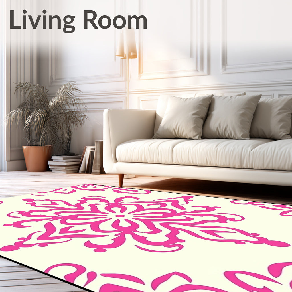 Fuchsia Scroll Floral Symmetry Rug