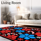 Festive Candy Cane Starflake Collage Rug