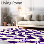 Geometric Abstract Purple Cream Pattern Rug