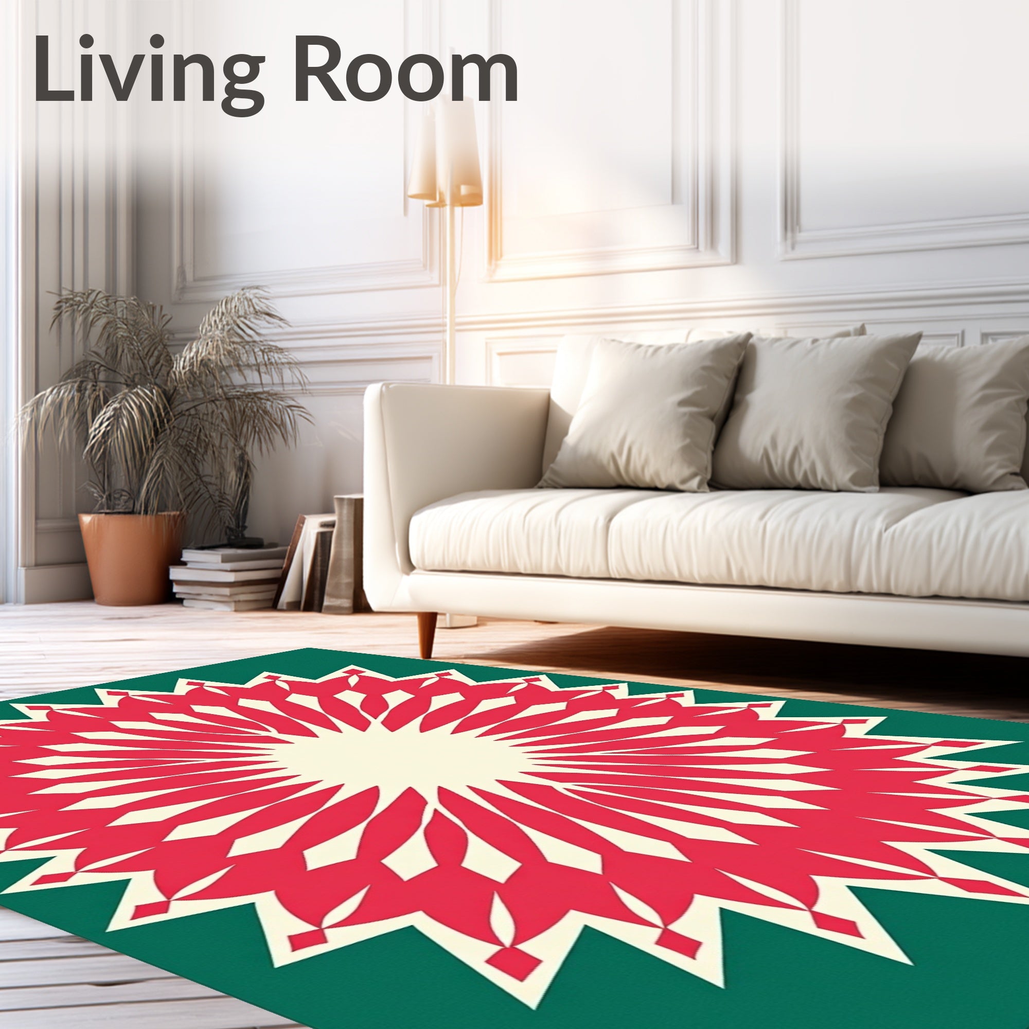 Radiant Sunburst Floral Pattern Rug