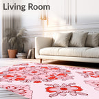 Ornate Floral Medallion Coral Design Rug