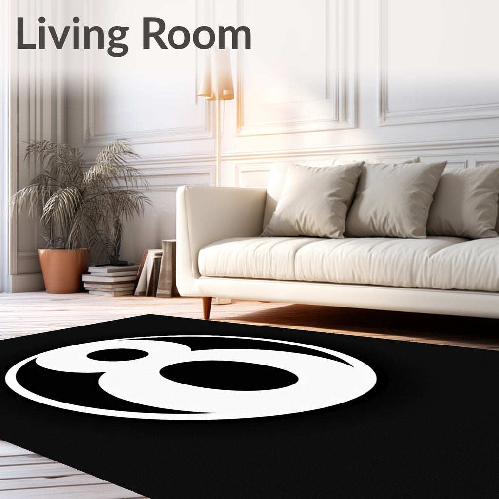 Bold black 8 graphic Rug