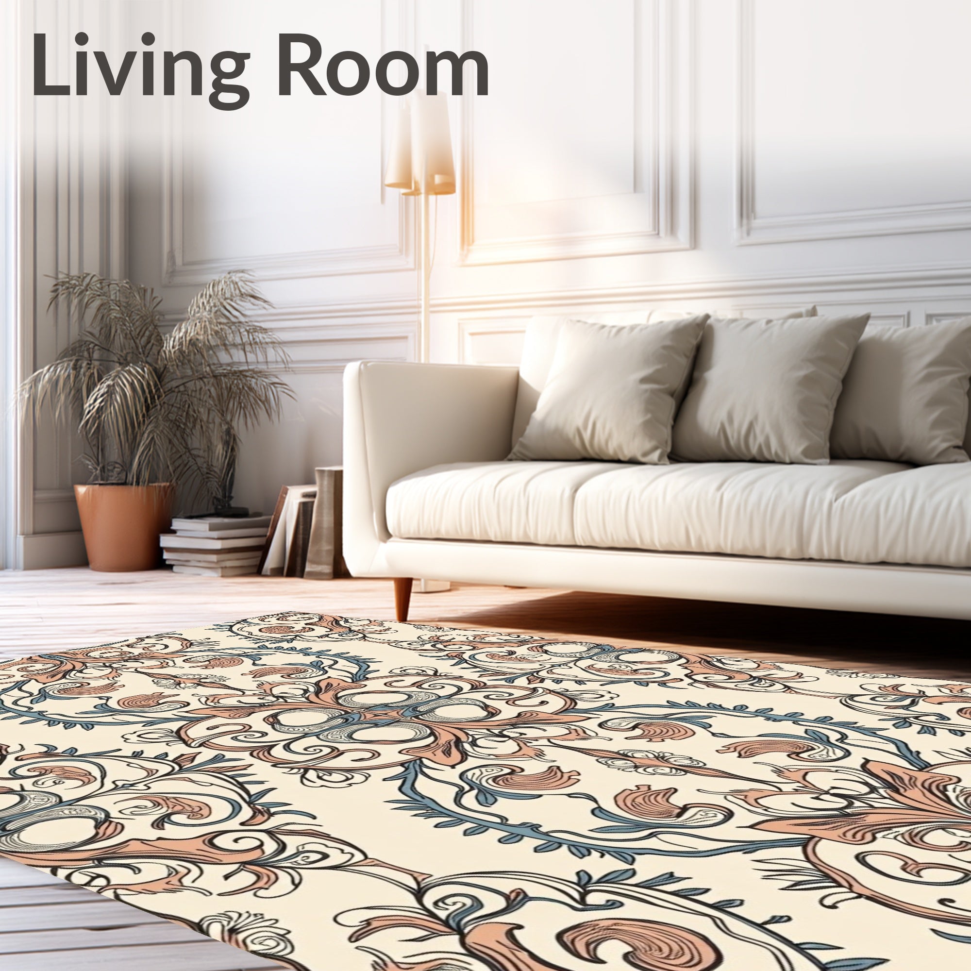 Vintage Floral Swirls Pattern Design Rug