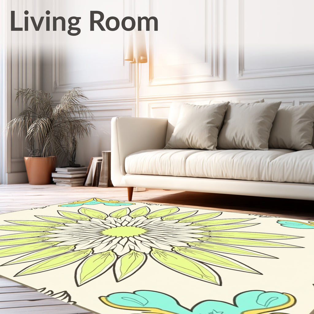 Art Nouveau Floral Sunburst Design Rug