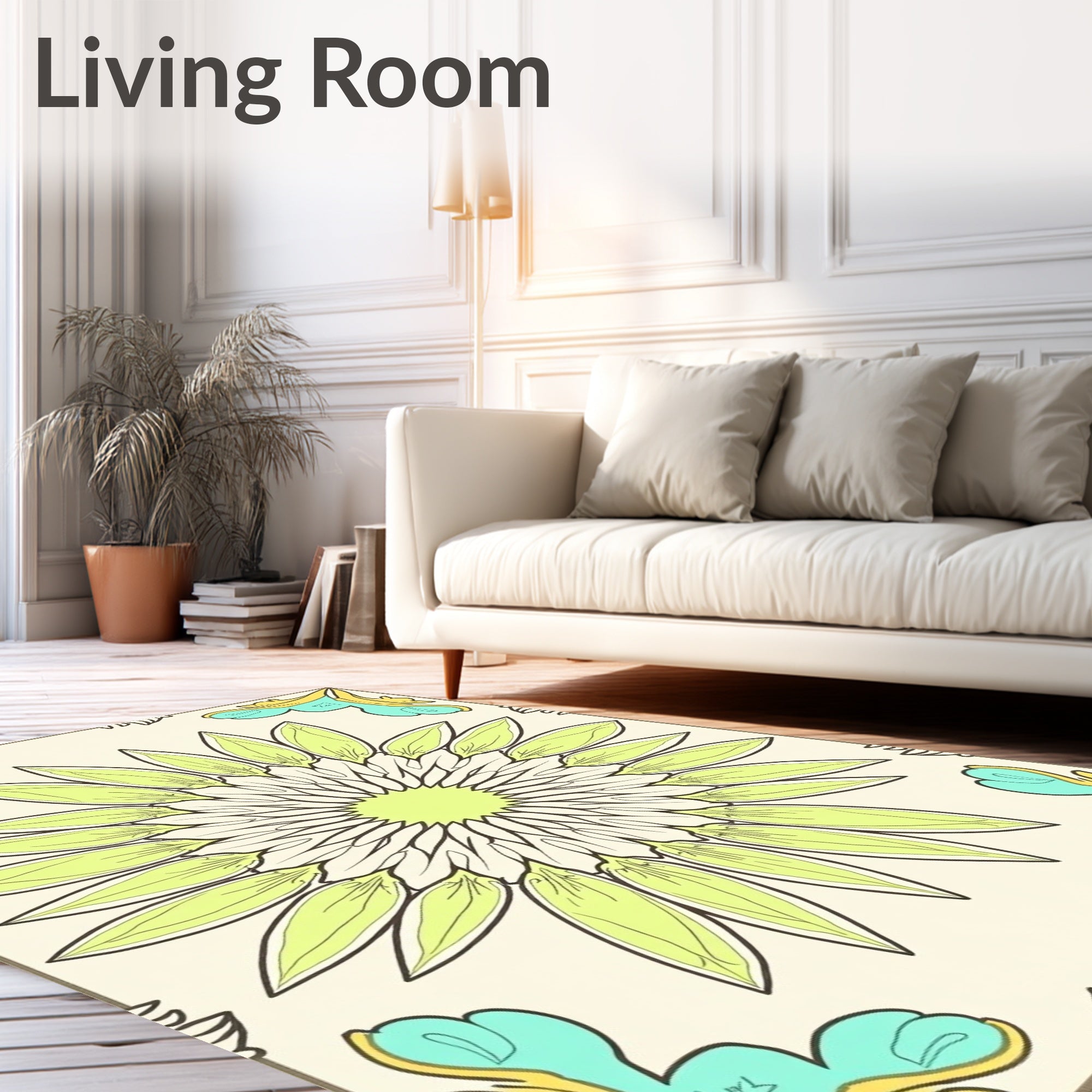 Art Nouveau Floral Sunburst Design Rug