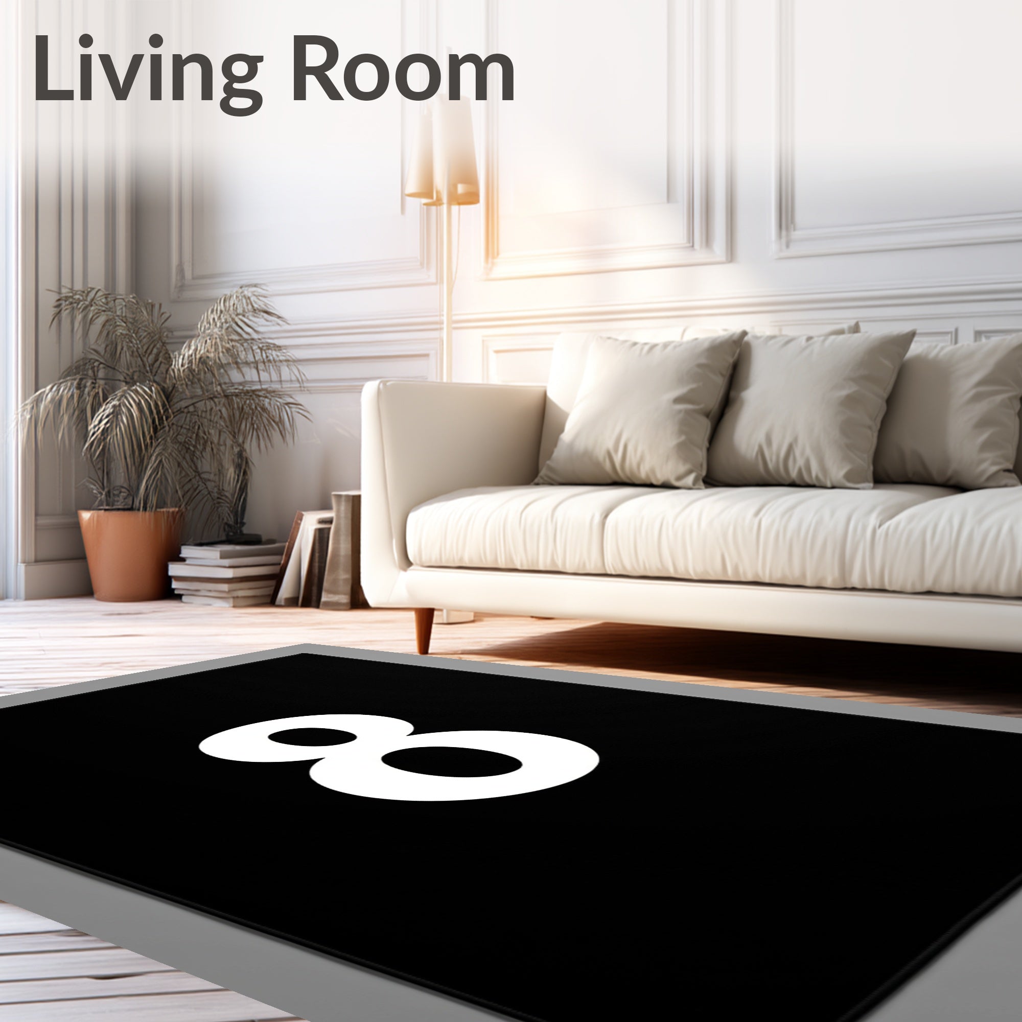 Bold Number 8 Black And White Rug