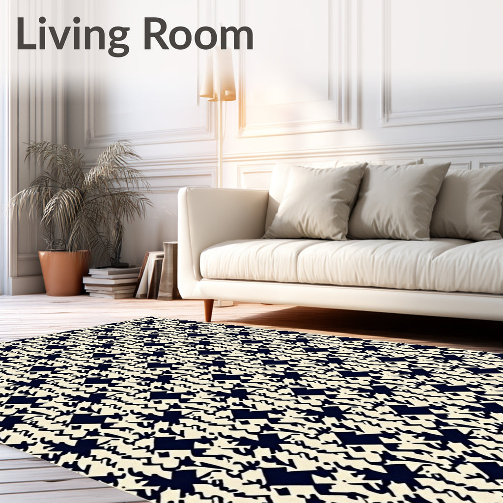 Classic Houndstooth Geometric Pattern Rug