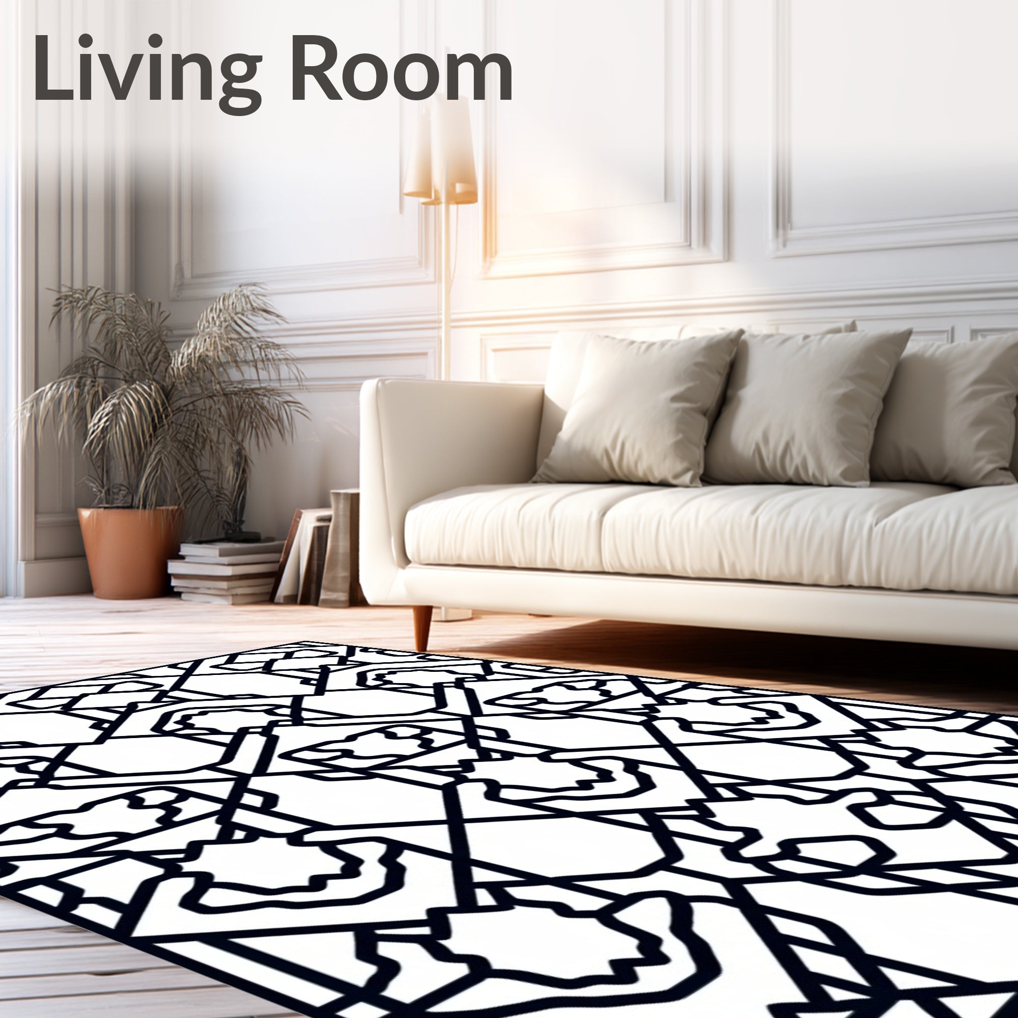 Art Deco Geometric Outline Pattern Rug