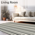 Clean Black White Stripe Pattern Rug