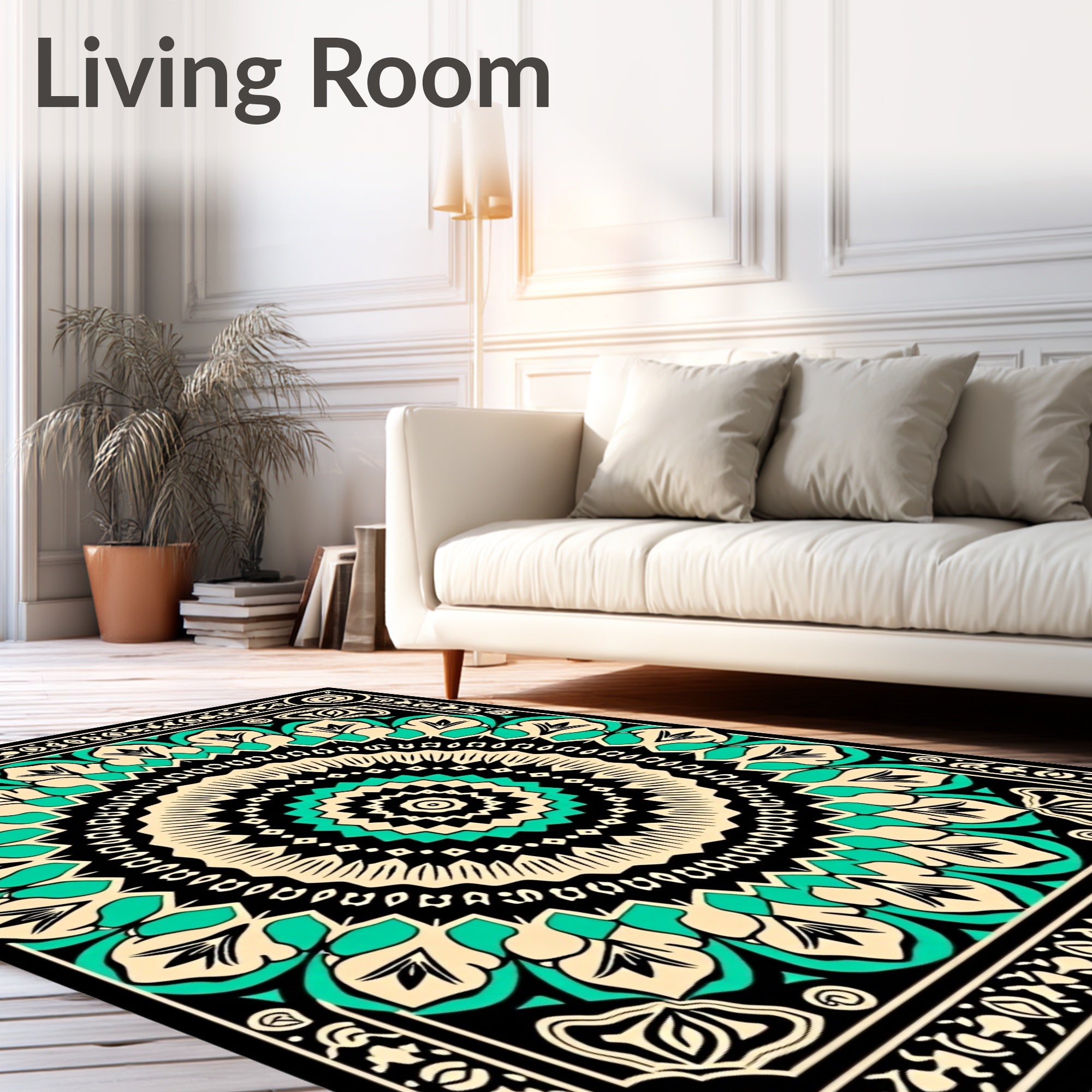 Mandala Geometric Floral Patterned Rug