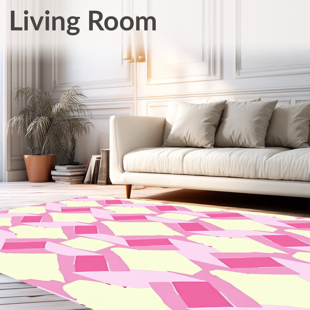 Pink Yellow Diamond Pattern Rug