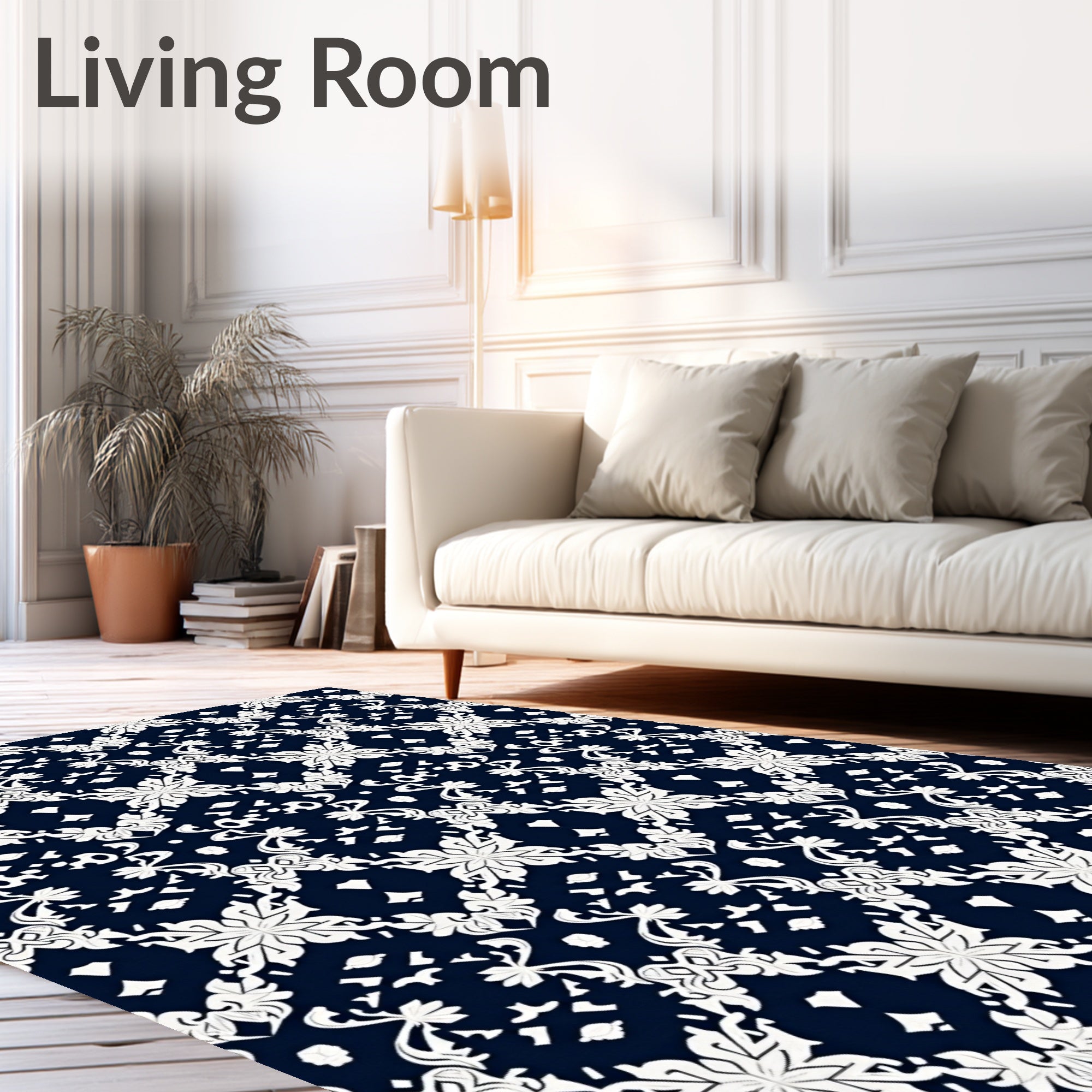 Traditional Floral Symmetrical Dark Rug