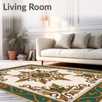 Ornate Floral Border Design Rug