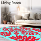 Bold Red Floral Mandalas Rug