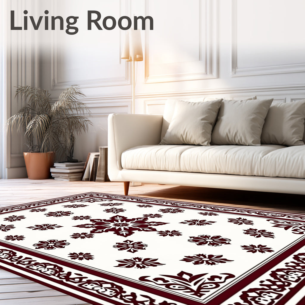 Classic Floral Medallion Pattern Print Rug