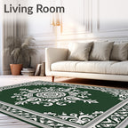 Emerald Green Floral Medallion Rug